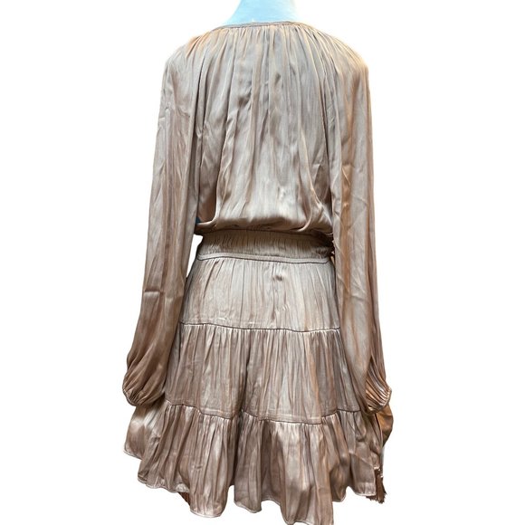 MINKPINK Drawstring Waist Peasant Dress Dusty Nude M - Picture 3 of 4